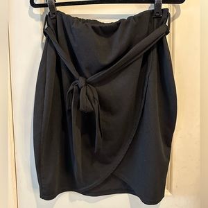 Black Pencil Skirt with Tie Waist